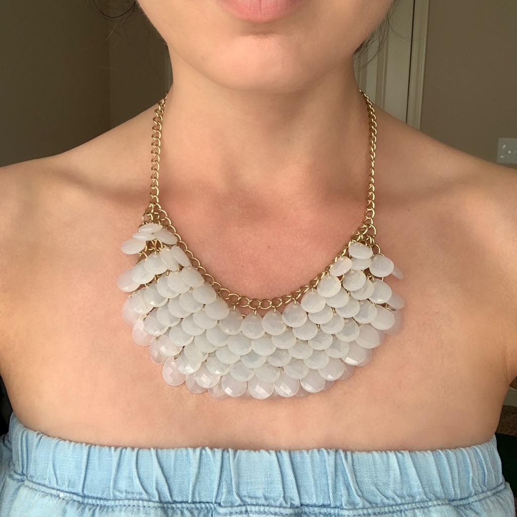 White Tiered Teardrop Statement Necklace 13$